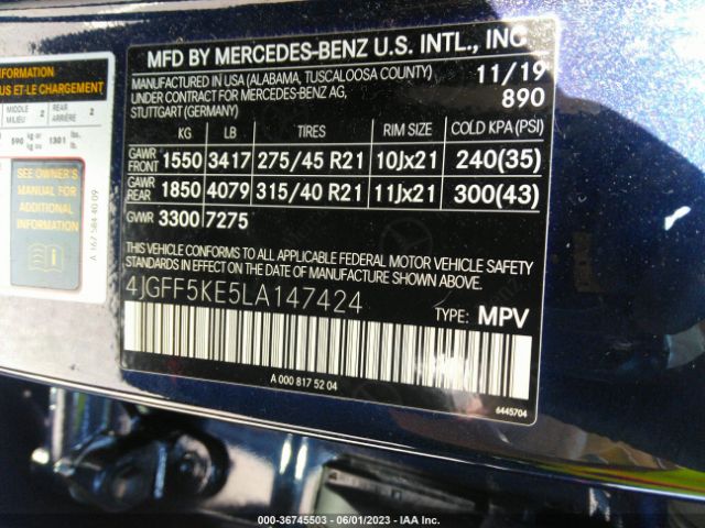 4JGFF5KE5LA147424 Mercedes-Benz Gls Gls 450
