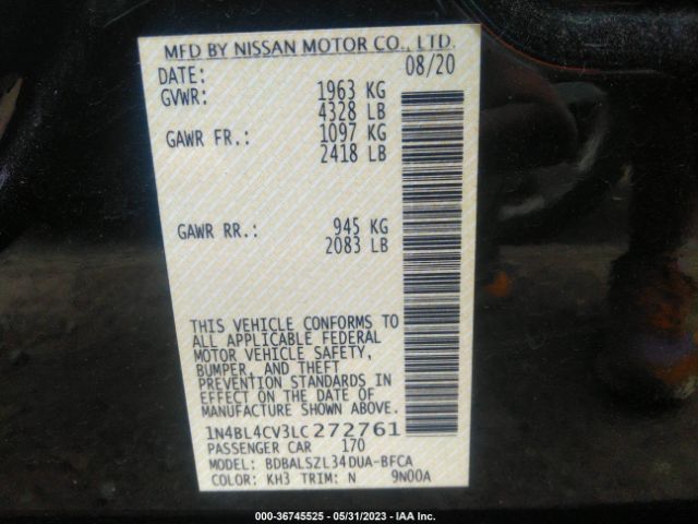 1N4BL4CV3LC272761 Nissan Altima 2.5 Sr
