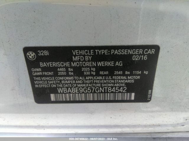 WBA8E9G57GNT84542 BMW 3 Series 328i