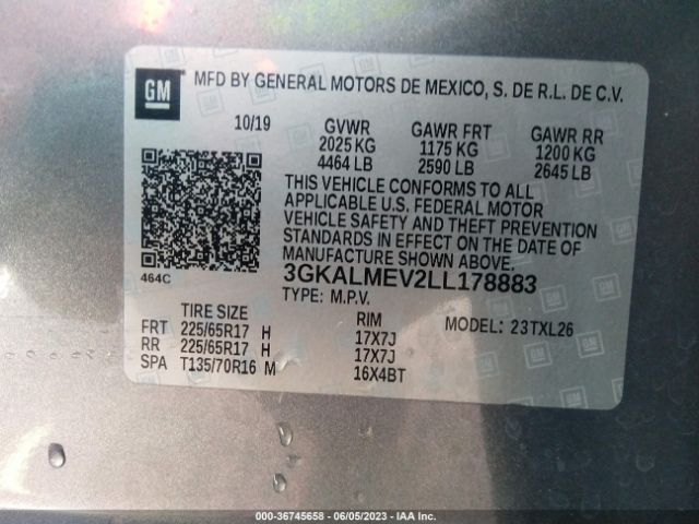3GKALMEV2LL178883 GMC Terrain Sle