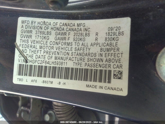 Honda Civic Sedan Lx 2020 2HGFC2F64LH593811 Image 9