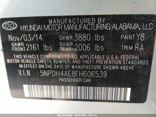 Hyundai ELANTRA SE 2015 5NPDH4AE8FH606539 Image 11