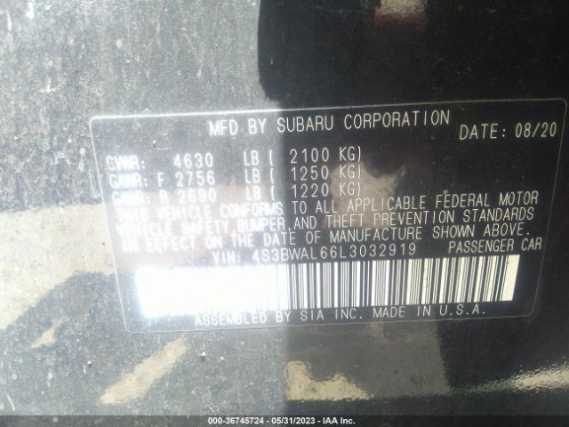 4S3BWAL66L3032919 Subaru Legacy Limited