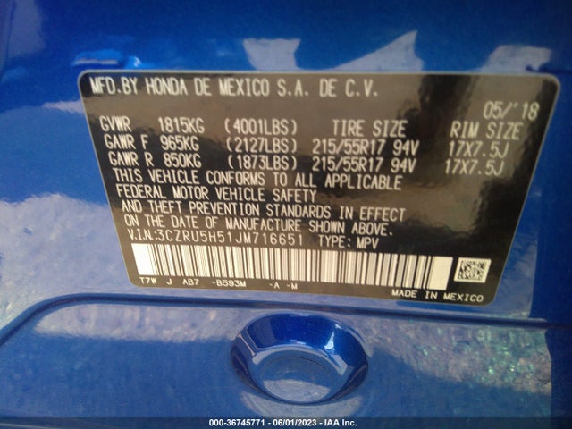 Honda HR-V EX 2018 3CZRU5H51JM716651 Image 9