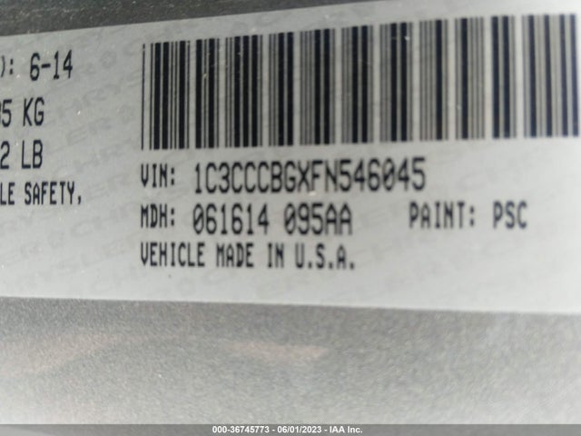 1C3CCCBGXFN546045 Chrysler 200 S