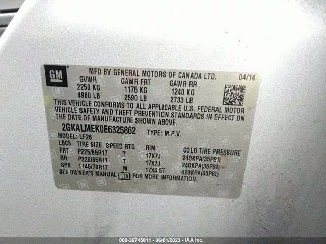 GMC Terrain Sle 2014 2GKALMEK0E6325862 Image 9