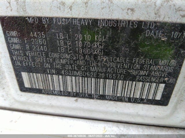 4S3BMBD62E3016570 Subaru Legacy 2.5i Premium