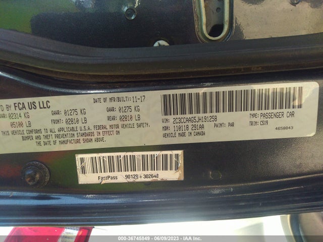 2C3CCAAG5JH191258 Chrysler 300 Touring