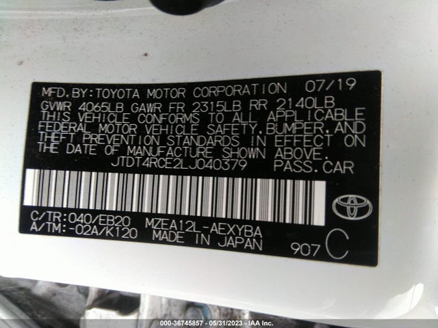 Toyota Corolla Xse 2020 JTDT4RCE2LJ040379 Image 9
