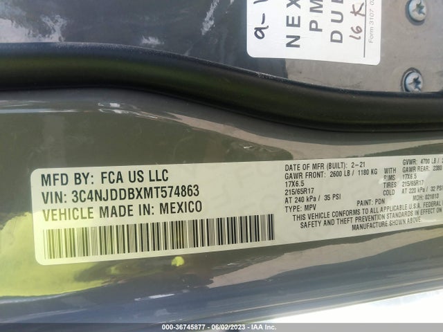 3C4NJDDBXMT574863 Jeep Compass Trailhawk