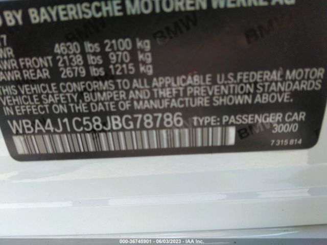 WBA4J1C58JBG78786 BMW 4 Series 430i