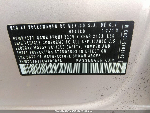 3VWD17AJ7EM400038 Volkswagen Jetta Sedan Se