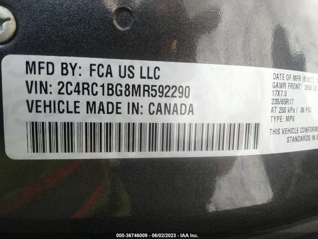 2C4RC1BG8MR592290 Chrysler Pacifica Touring L
