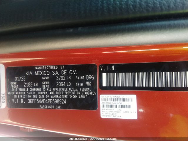 3KPF54AD4PE598924 KIA Forte Gt-line