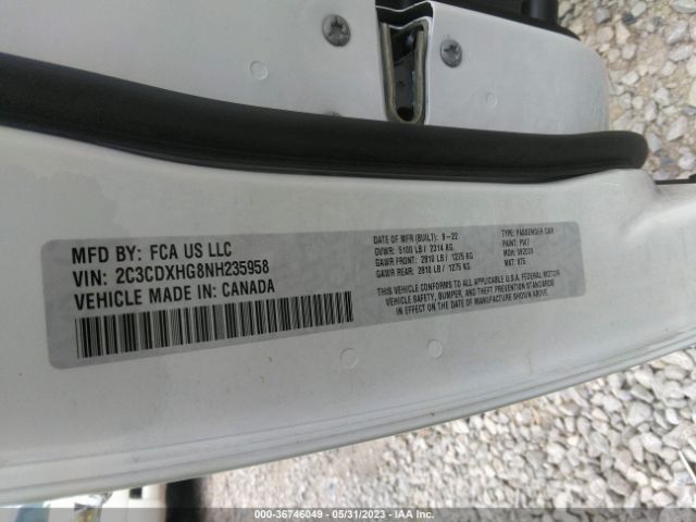 2C3CDXHG8NH235958 Dodge CHARGER GT