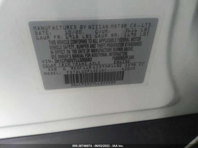 3N1CP5DV7LL555582 Nissan KICKS SR