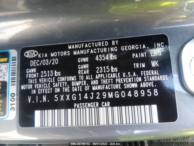 5XXG14J29MG048958 KIA K5 LXS