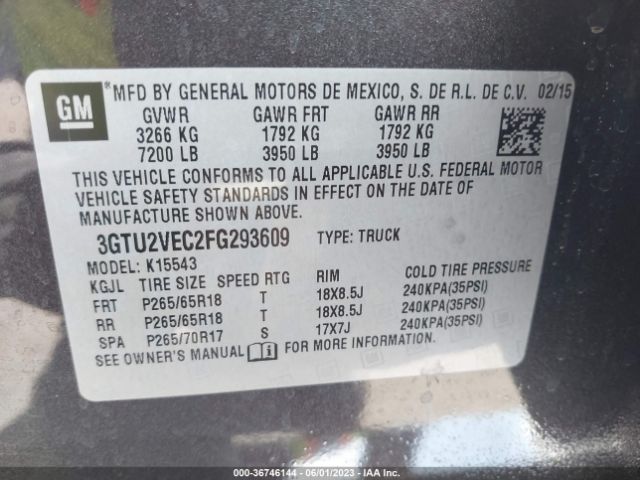3GTU2VEC2FG293609 GMC Sierra 1500 Slt