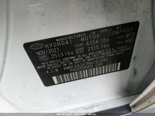 Hyundai SONATA SEL 2022 KMHL64JA7NA191892 Image 10