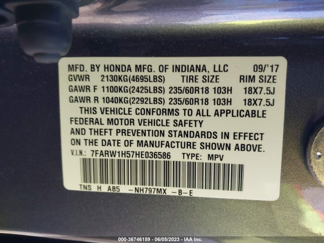Honda CR-V EX 2017 7FARW1H57HE036586 Image 9