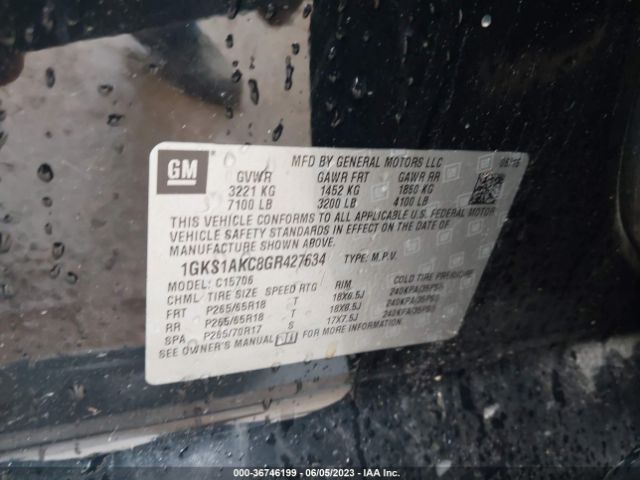 1GKS1AKC8GR427634 GMC YUKON SLE
