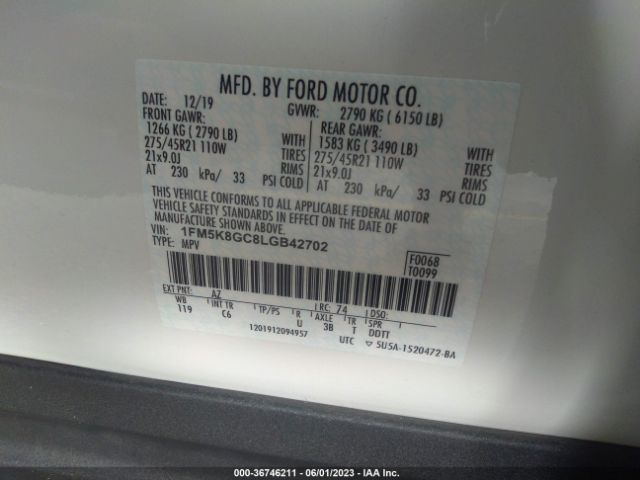 1FM5K8GC8LGB42702 Ford Explorer St