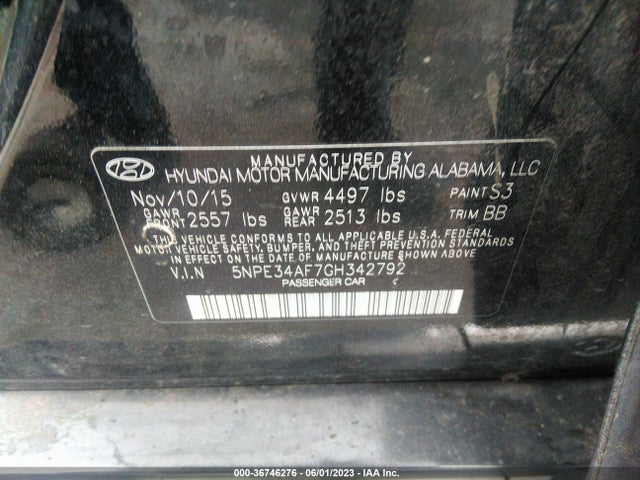 Hyundai Sonata 2.4l Limited 2016 5NPE34AF7GH342792 Image 9