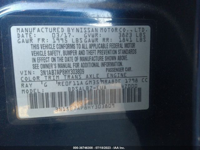 3N1AB7AP8HY303809 Nissan SENTRA S
