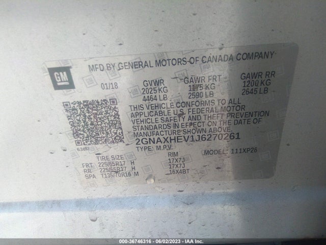 Chevrolet EQUINOX LS 2018 2GNAXHEV1J6270261 Image 10