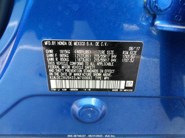 Honda HR-V LX 2018 3CZRU5H33JM700692 Image 9