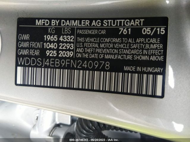 WDDSJ4EB9FN240978 Mercedes-Benz Cla-class Cla 250