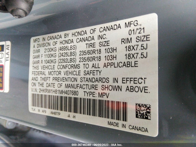 Honda Cr-v Ex-l 2021 2HKRW1H81MH407680 Image 11