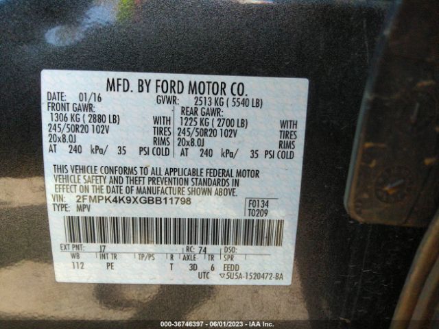 2FMPK4K9XGBB11798 Ford Edge Titanium