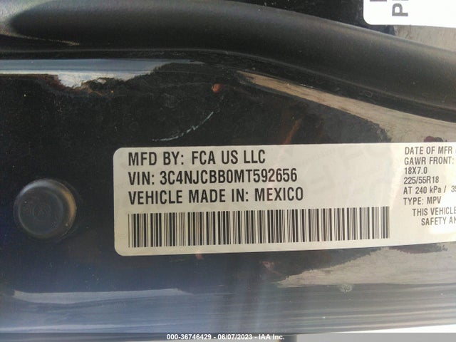 3C4NJCBB0MT592656 Jeep Compass Altitude Fwd