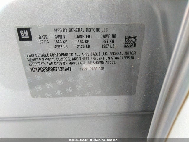 Chevrolet Cruze 1lt 2014 1G1PC5SB8E7128947 Image 10