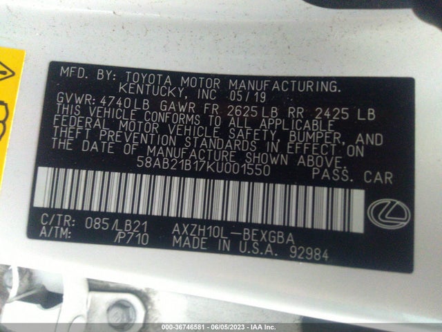 58AB21B17KU001550 Lexus Es Es 300h