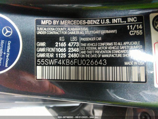 55SWF4KB6FU026643 Mercedes-Benz C-class C 300