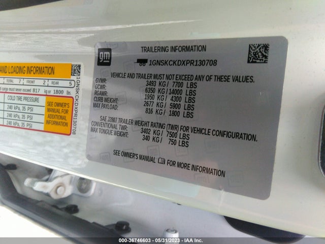 Chevrolet Suburban Lt 2023 1GNSKCKDXPR130708 Image 9