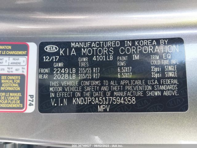 KNDJP3A51J7594358 KIA SOUL +