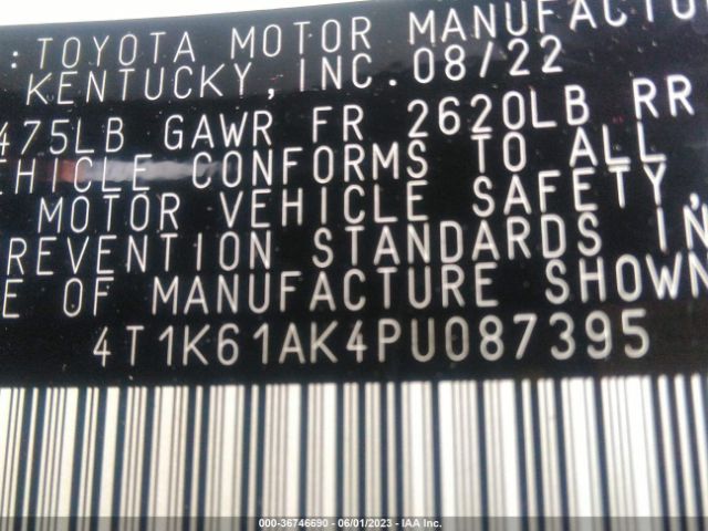 Toyota CAMRY XSE 2023 4T1K61AK4PU087395 Image 10