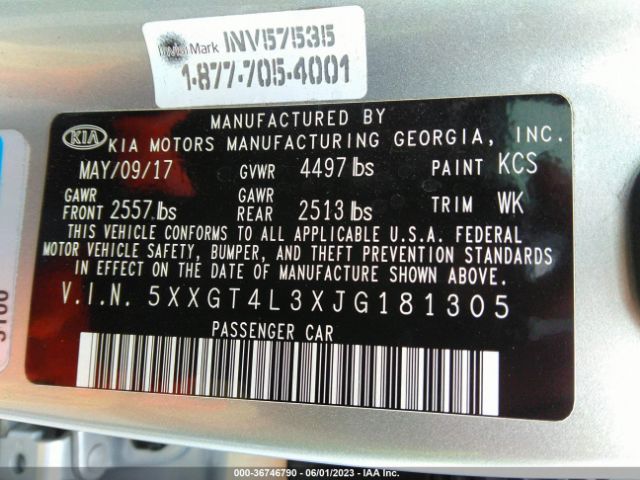 5XXGT4L3XJG181305 KIA Optima Lx