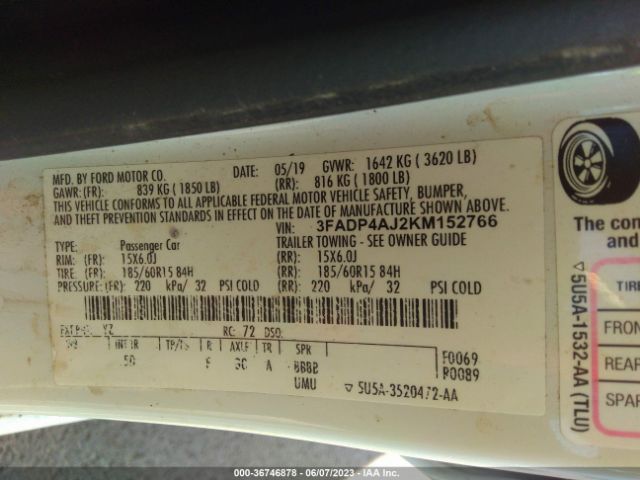 3FADP4AJ2KM152766 Ford FIESTA S