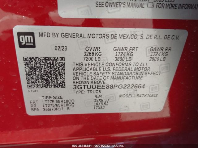 3GTUUEE88PG222664 GMC Sierra 1500 At4