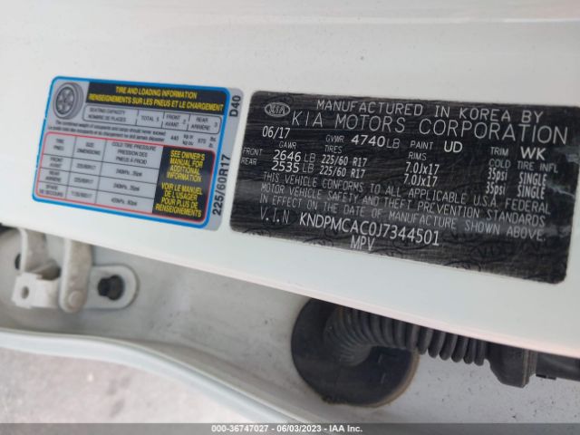 KNDPMCAC0J7344501 KIA Sportage Lx
