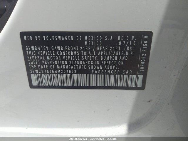 3VW2B7AJ5HM207928 Volkswagen Jetta 1.4t S