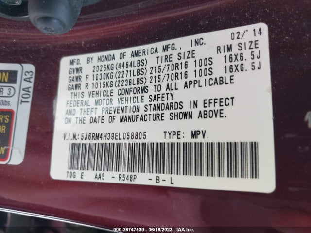 Honda CR-V LX 2014 5J6RM4H39EL058805 Image 14