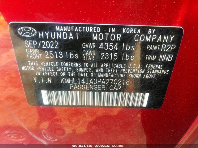 Hyundai SONATA SEL 2023 KMHL14JA3PA270218 Image 9