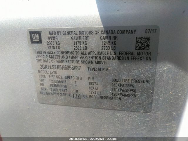 2GKFLSEK5H6353087 GMC Terrain Sle
