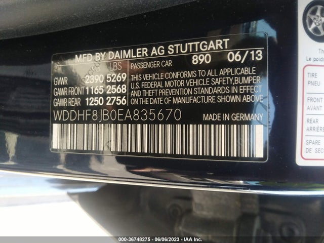 Продажа на аукционе авто 2014 Mercedes-benz E-class E 350, vin: WDDHF8JB0EA835670, номер лота: 36748275