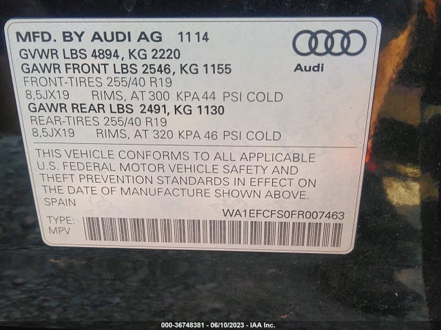WA1EFCFS0FR007463 Audi Q3 2.0t Premium Plus